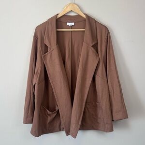 J. Jill Camel Brown Open Front Blazer Style Cardigan Sweater Size 2X